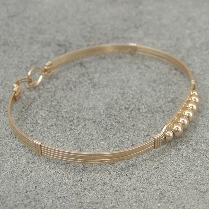 Wirewrapped Bracelet Wire Bangle Gold Wire Bracelet Five Etsy