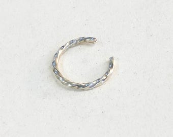 Ear Cuff - Thin Ear Cuff - Thin, Dainty Sterling Silver Twist Wire Ear Cuff - Faux Piercing - Ear Band - Ear Wrap - Silver Ear Cuff