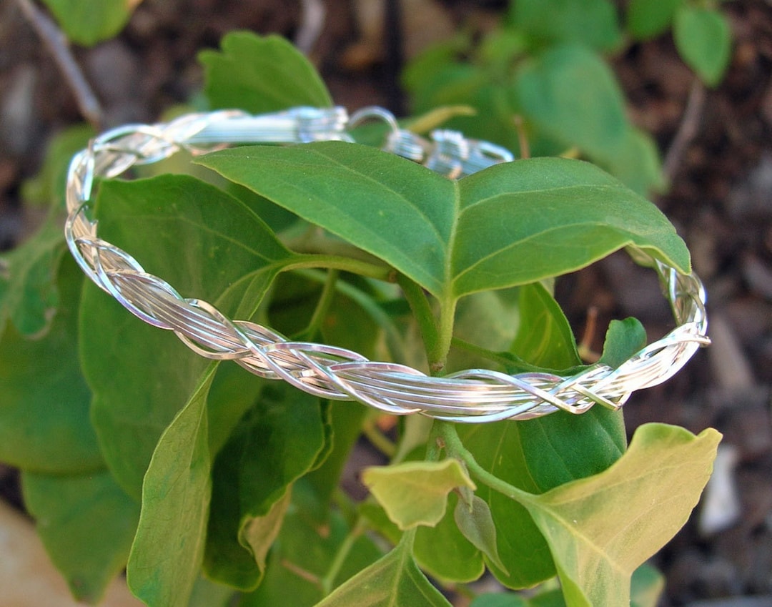 Bracelet - Silver Bangle - Sterling Silver Wirewrapped Bracelet - Woven ...