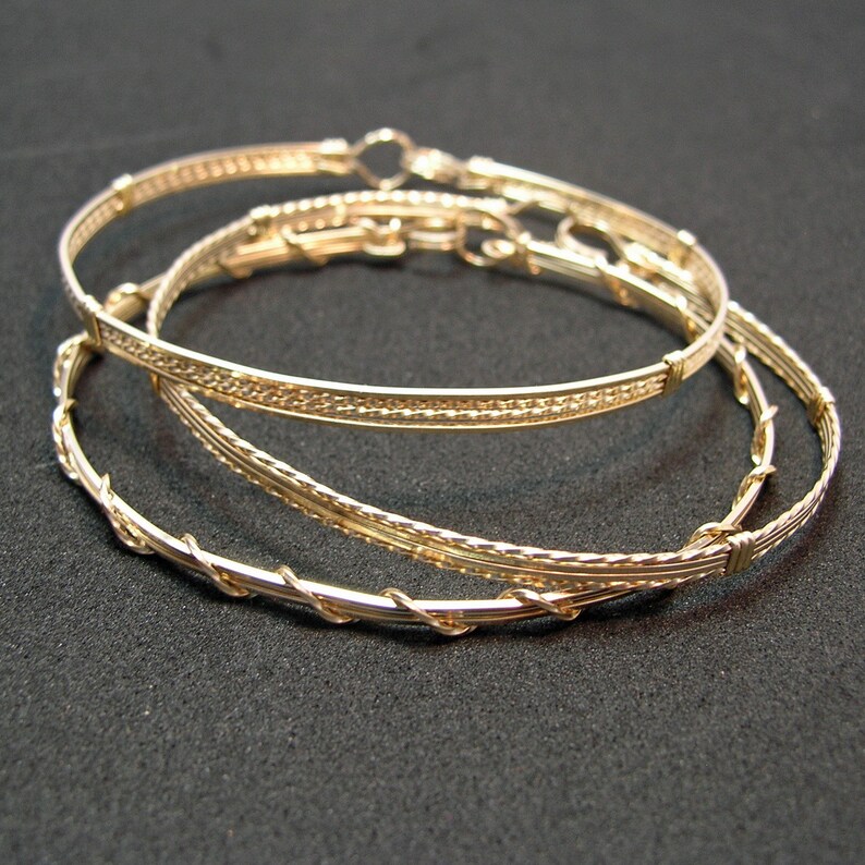 Gold Wire Bracelet Set Stackable Bracelet Set Thin Etsy