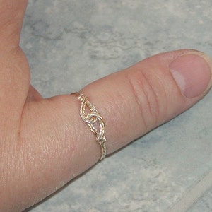 Very Thin Wire Thumb Ring Two Tone Ring Infinity Design Interlocked Swirls Twist Wire Ring Silver Gold Women's Ring image 3