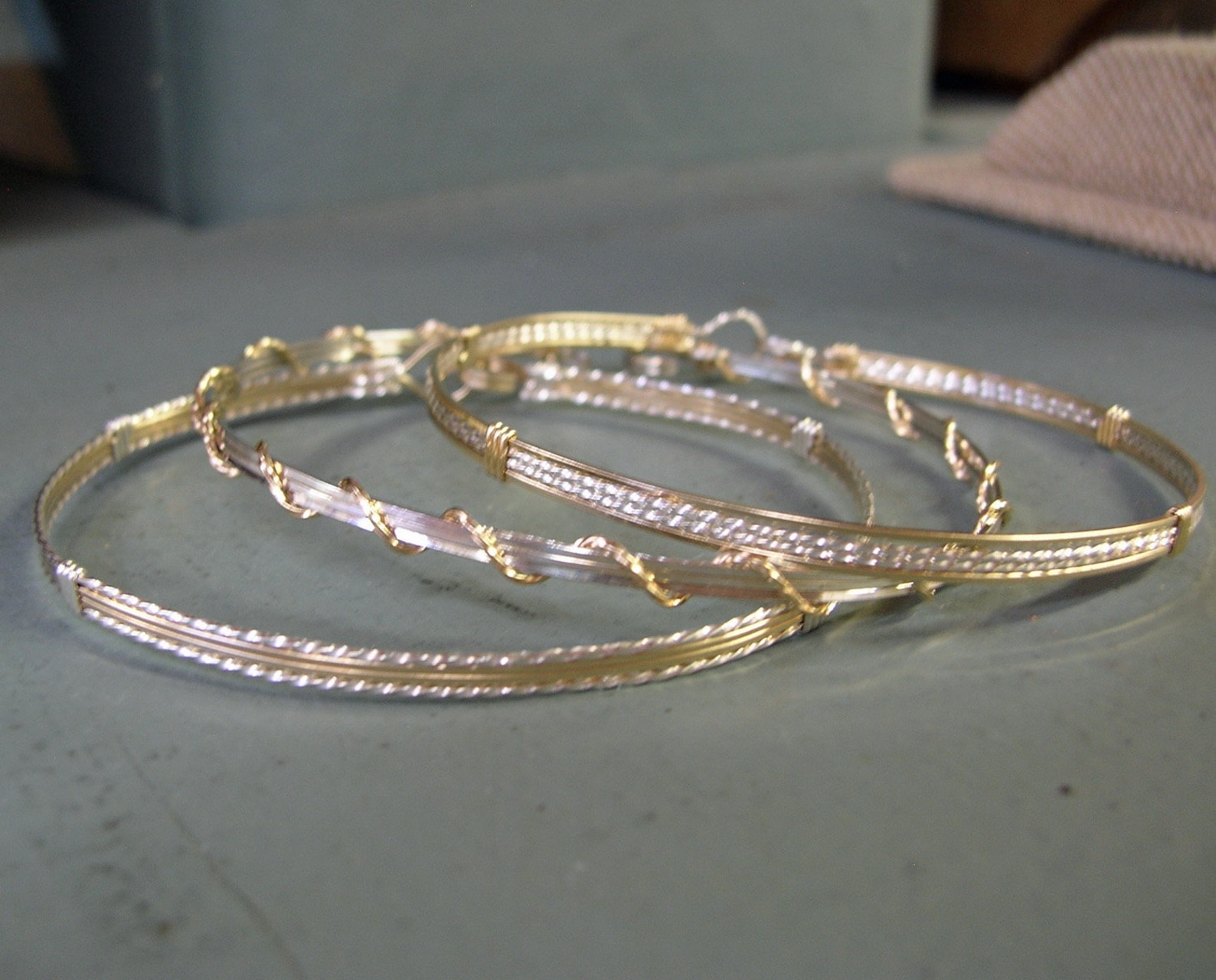 Two Tone Bracelet Set Stackable Bracelet Set Thin Silver - Etsy
