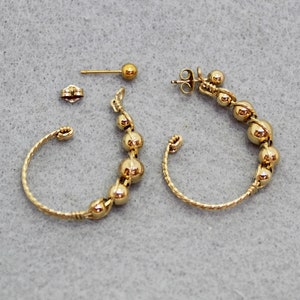 Earring Jackets - Graduated Beads Wire Hoop Earrings - J Hoops - Versatile Earring Design - Gift For Mom - Gifts For Women