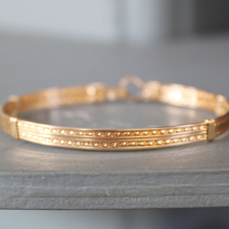 Gold Wire Bracelet Simple 14kt Gold Filled Wirewrapped Etsy