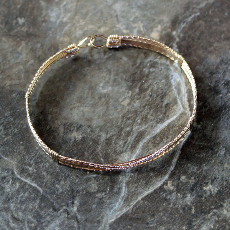 Gold Wire Bracelet Sassy 14kt Gold Filled Wirewrapped Bangle Etsy