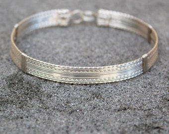 Silver Bracelet - Sensational 10 Strand Wirewrapped Bracelet - Stackable Bracelet - Sterling Wire Bangle - Gift For Her - TSTSSSSTST