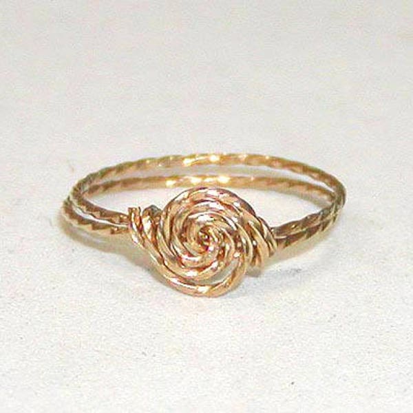 Twist Wire Ring - Wire Ring - 14kt Gold Filled Ring - ON SALE Delicate Swirled Rosette Gold Wire Ring - Thumb Ring - Affordable Ring