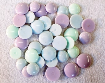 36 Pieces Round Acrylic Cabochons - Pastel Faux Gems - Mint Green Pale Blue Lavender - 18mm 22mm