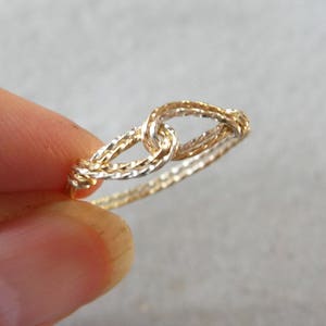 Very Thin Wire Thumb Ring Two Tone Ring Infinity Design Interlocked Swirls Twist Wire Ring Silver Gold Women's Ring image 2