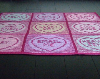 Illusion Knit Blanket and Cushion - PDF pattern - Love Hearts