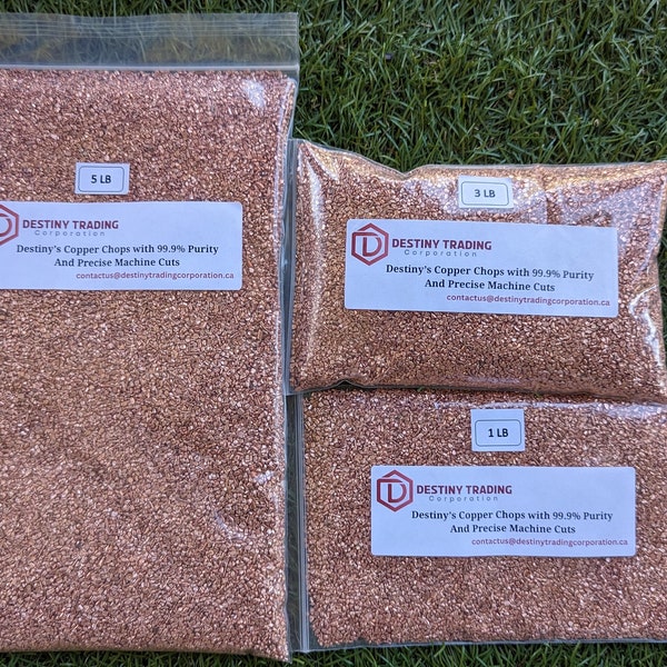 Destiny's Number 1 Copper Chops Granulated 1lb/3lb/5lb bag with 99.9% Purity and Precise Machine Cut