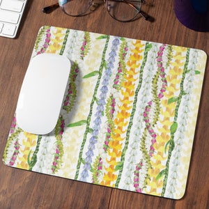 Hawaiian Lei Strands Mouse Pad, Puakenikeni, Crown Flower, Lokelani, Ti Leaf, Office, Home Decor, Hawaii Gift For Her, Mom, Coworker, Friend