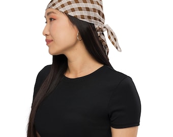 Palaka Brown Bandana, Hawaiian Print Headband, Necktie, Wrist Wrap, Dog Pet Scarf, Matching Aloha Accessories, 3 Sizes