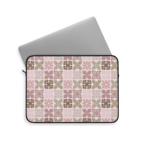 Hawaiian Quilt Pattern Laptop Sleeve Case, Gift for Her, College Student, School, Office Work, Macbook Pro, Pink, 12&quot;, 13&quot;, 15&quot;