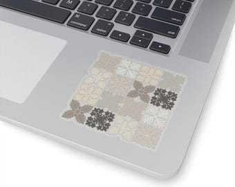 Hawaiian Quilt Block Kiss-Cut Stickers – Local Hawaii Design, Glossy Vinyl, White or Transparent, Durable Indoor Decor, Accessories, 4 Sizes
