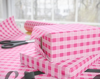 Palaka Ribbon Baby Pastel Pink - Hawaiian Palaka Pattern Wrapping Paper, Local Hawaii ...