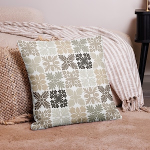 Hawaiian Quilt Pattern Premium Pillow Case, Local Hawaii Home Decor, Bedroom, Quilted Design, Polyester, 3 Sizes