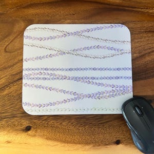 Hawaiian Crown Flower Lei Strand Pattern Mouse Pad, Pua Kalaunu, Local Hawaii Gift, Home, Desk, Office Decor, For Her, Purple, Lavender