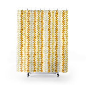 Puakenikeni Hawaiian Flower Lei Shower Curtain, Hawaii Lei Design, Local Pua Kenikeni, Floral, White, Home Bathroom Decor, Gift for Her, Mom image 2