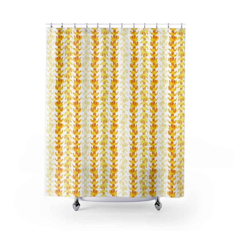 Puakenikeni Hawaiian Flower Lei Shower Curtain, Hawaii Lei Design, Local Pua Kenikeni, Floral, White, Home Bathroom Decor, Gift for Her, Mom image 2