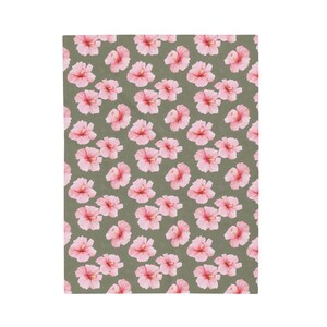 Hawaiian Hibiscus Flower Plush Velveteen Blanket, Local Hawaii Decor, Tropical, Throw, Gift for Mom, Her, Baby Shower, Floral, Pink image 3