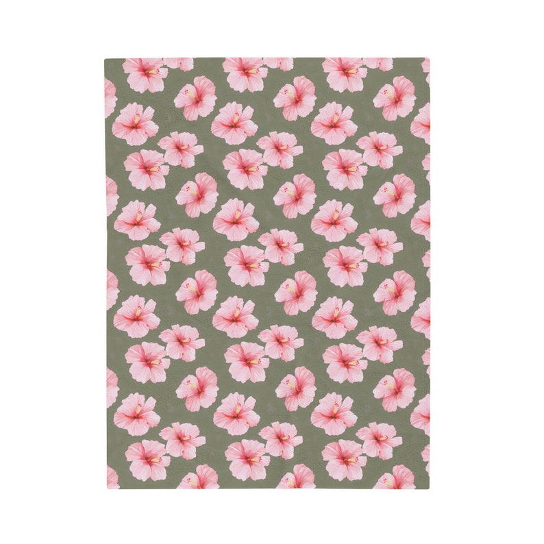 Hawaiian Hibiscus Flower Plush Velveteen Blanket, Local Hawaii Decor, Tropical, Throw, Gift for Mom, Her, Baby Shower, Floral, Pink image 3