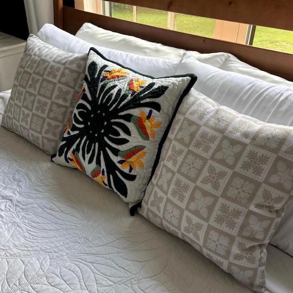 Hawaiian Quilt Palaka Checker Premium Pillow Case, Local Hawaii Home Decor, Bedroom, House Warming, Gift for Her, Him, Polyester, 3 Sizes