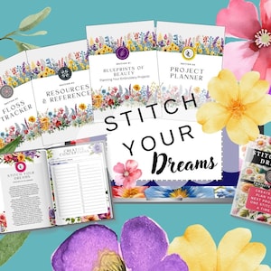 Cross Stitch Floss Project Planner Journal Borduurplanner Handleiding Afdrukbare garenkaart inbegrepen Directe download Kleurenkaart Organizer