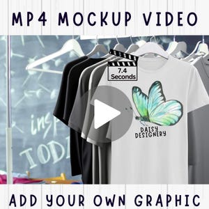Woman Tshirt Retail Shop Mockup Video, White Unisex Tee, Clothing Rack, Comfort Colors, Gildan, Bella Canvas,  Online TShirt Shop Photos