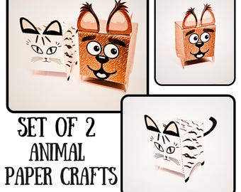 Printable Kids Crafts, Printable Animals, Cute Dog, Cat, Instant Download, DIY Paper Projects, Arts & Crafts for Children, Farm Animals