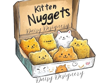Kitten Nuggets Png, Funny Food Sublimation, Design, Cats, Cute Kawaii, Digital Download, Instant, Popular Tshirt Designs, POD Sellers