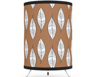 Bohemian Abstract Print Tripod Lamp with High-Res Printed Shade.  Bedroom, Accent Lamp, Office Table Lamp, Peeping Cats Lamp Shade