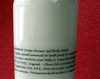 Shower Gel Peppermint Essential Oil Olive Oil Body Wash Aloe Vera Sunflower Oil  by Toadstool Soaps