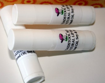 Balm Handmade SET of 3 Tubes Lip Balm All Natural Unflavored Sweet Almond Oil Beeswax Soy Oil by Toadstool Soaps