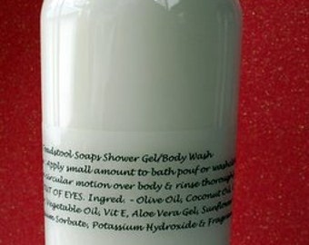 Sandalwood Shower Gel Olive Oil Body Wash Aloe Vera Sunflower Oil  by Toadstool Soaps