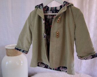 Corduroy Sage Green Toddler Kids Jacket | Handmade, Cotton