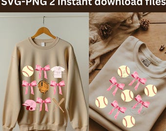Softbal Coquette Bow png, Soft Girl Era png, honkbal Png, Coquette Softbal Png, ontwerp roze strik, softbal, softbalbundel png svg schattig