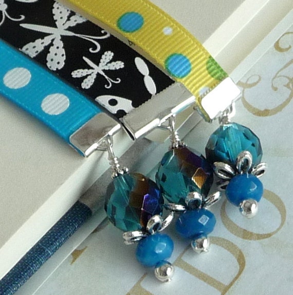 Items similar to Mini Ribbon Bookmark Trio Set of 3 Book Thongs