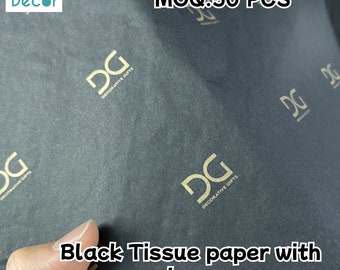 50 pcs Custom black Tissue Paper Personalized Tissue Paper with One Color Logo Wrapping Tissue Paper with Company Logo  Wrapping Paper
