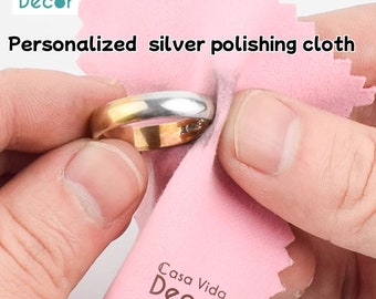 100st Sterling Zilver Gepersonaliseerde Polijst Sieraden Reinigingsdoekje, Aangepaste Massief Goud & Goud Gevulde Items Polijstdoek