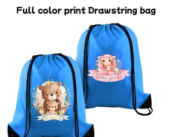 10pcs Custom full color of  Drawstring Backpack Customizable Logo/Text Sports Back Pack Lightweight School Backpack, Custom Initial Gym Bag