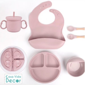 6 Piece Silicone Baby & Toddler Dinnerware Set, Baby Led Weaning Supplies, Silicone Baby Feeding Set, Infant Dinnerware Set, Baby Dinner Set image 7