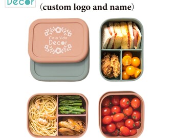 Scatola da pranzo in silicone personalizzata e personalizzabile Piatti per alimenti Piatto frutta e verdura Scatola da pranzo per microonde Scatola da pranzo Ciotola per bambini da esterno