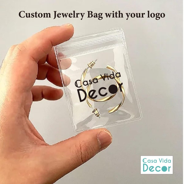 100pcs custom jewelry pouch, pvc transparent ziplock bag，customized high-quality jewelry packaging, custom jewelry bag with you logo