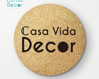 50 Pcs Custom Cork Coasters, 0.4Inch Thick Coasters, Wedding Table Cork Coaster Promotional Gifts With Printed Logos