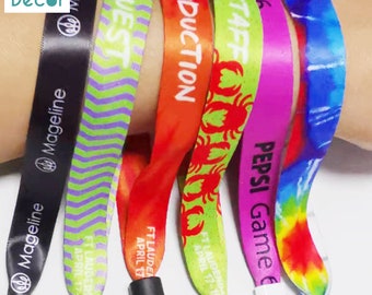 5pcs Custom Ombré  Printed Fabric Wristbands for Events and Festivals Handmade Custom ribbon satin wristband VIP Wristbands Party Bracelet
