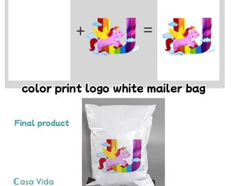 25pcs Custom full  color logo of white poly mailers bag, shipping bag with full color , high quality  postage bag Mail Packing Polymailer