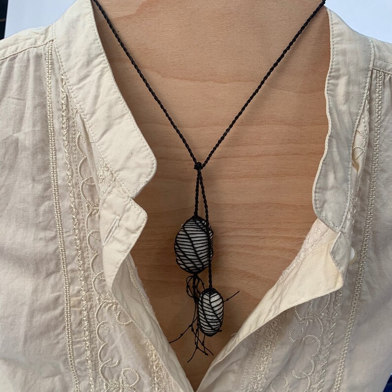 Captured stone necklace two stone #1