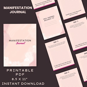 Printable manifestation journal, manifest workbook, instant download, positive mindset journal, digital wellness planner