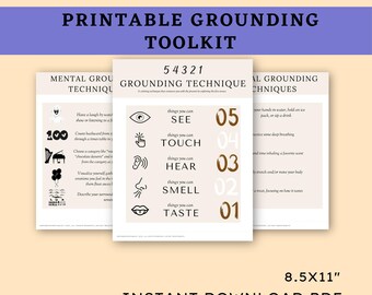 Angst Erdungstechniken Printable, 5-4-3-2-1 Werkzeug (PDF)